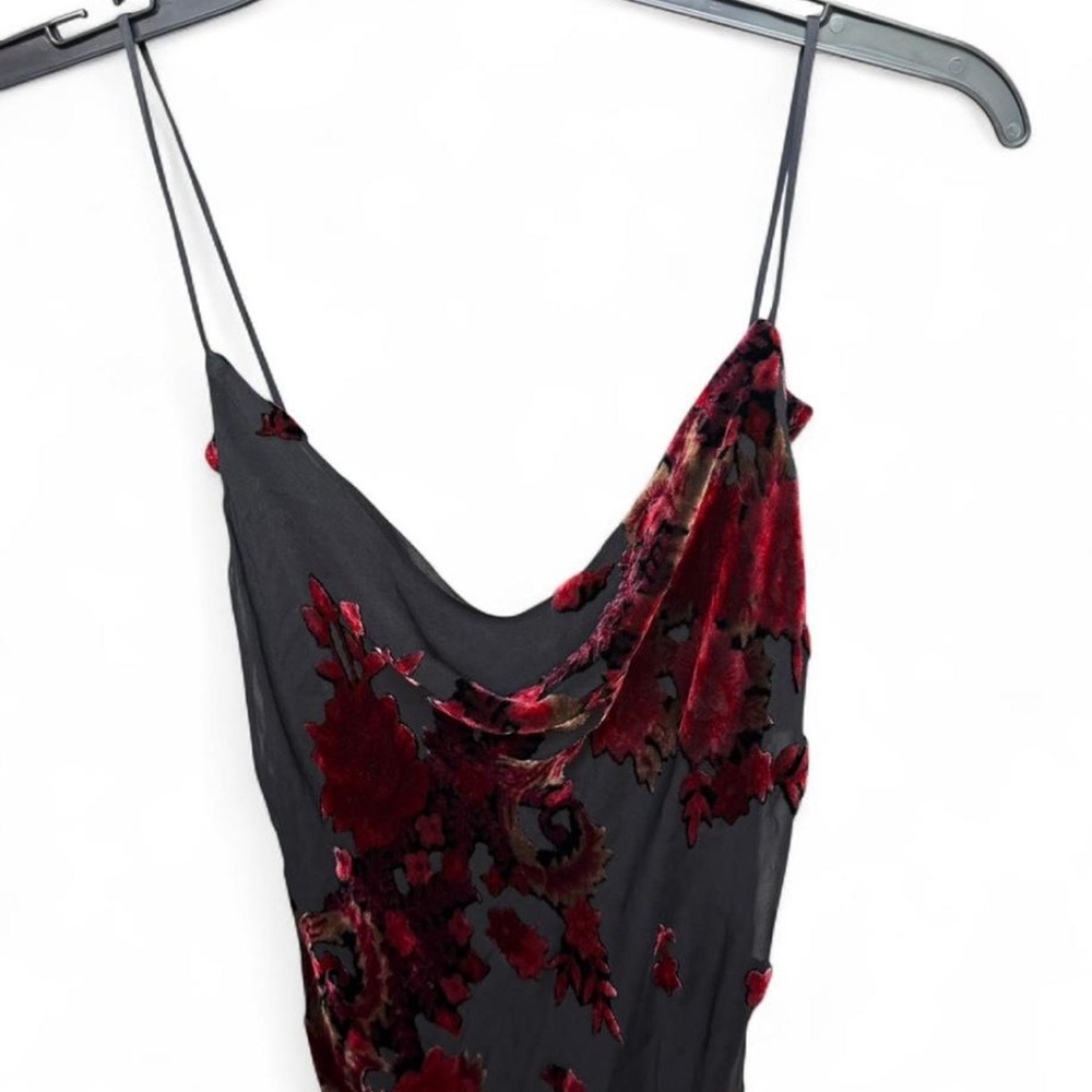 vintage 1990s betsey johnson burnt out velvet floral slip dress silk cowl neck - Picture 5 of 10
